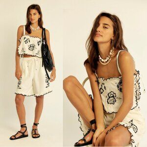 NWT New $198 Free People Marin Short Ivory Set Size S